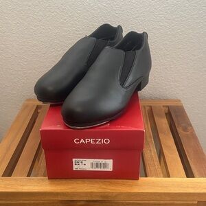 Adult Capezio Riff Black Slip-On Leather Tap shoes. “New”